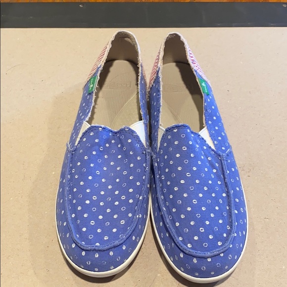 Sanuk Shoes - Sanuk red, white and Blue slip on loafers